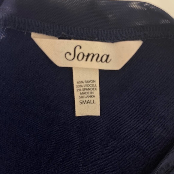 Soma Navy V-Neck Tank Loungewear Top Size Small Super Soft Pre-owned - Picture 4 of 7